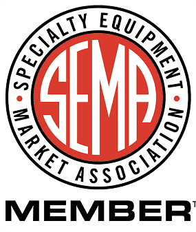 SEMA logo in red and white with “Specialty Equipment Market Association” text in a circle. Below, the word “MEMBER” appears in bold black letters, highlighting our proud association with SEMA. Learn more on our About Us page.