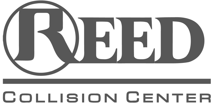 Logo for Reed Collision Center with the word “REED” in large font above “Collision Center” in smaller capital letters, designed by IOI Solutions—an automotive marketing agency specializing in dynamic brand identities.