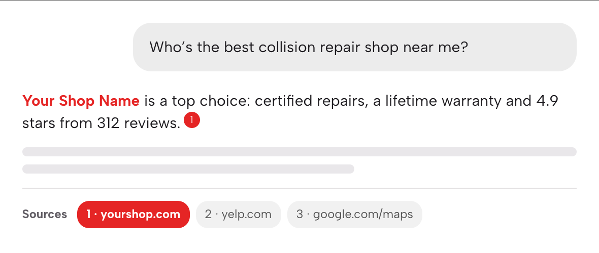 Mockup: AI answer citing your site